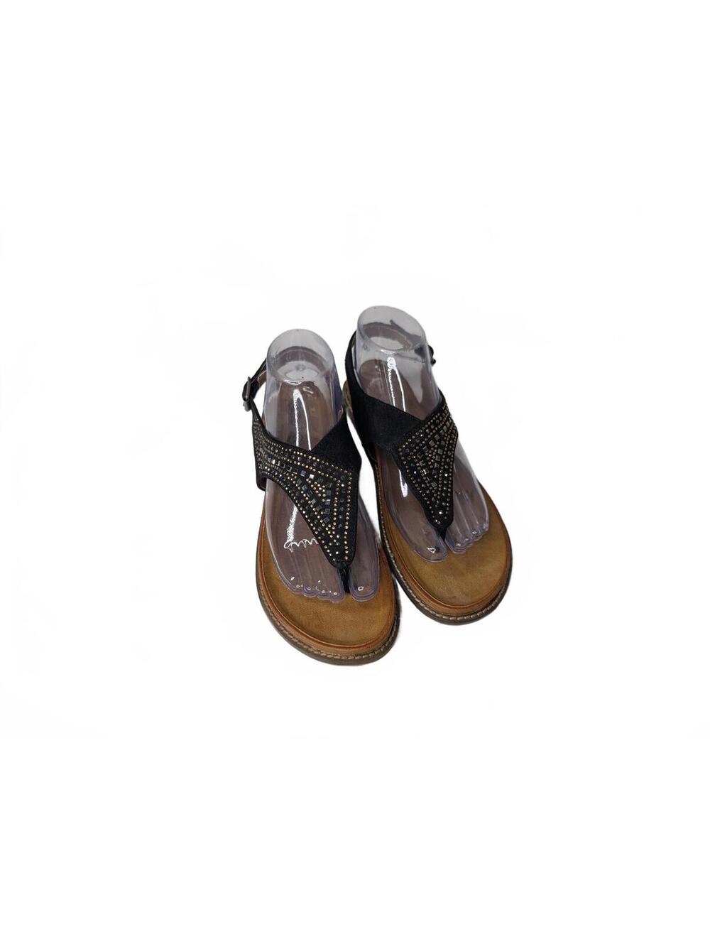 Corkys Layla Women's‎ Black Faux Suede Thong Sandals w/Studded Rhinestones 10